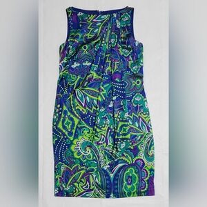 Women's Lauren Ralph Lauren Green Blue Paisley Shift Midi Dress Size 6